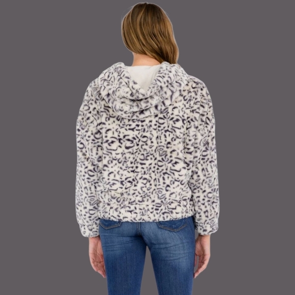 Hem & Thread Lavender and White Leopard Lined Hoodie. Sizes Small, Medium, Large - Picture 2 of 3